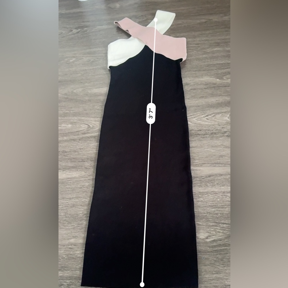 LE SUPERBE Drinks On You Cross-Strap Black, White & Blush Bodycon Dress XS - Picture 8 of 10